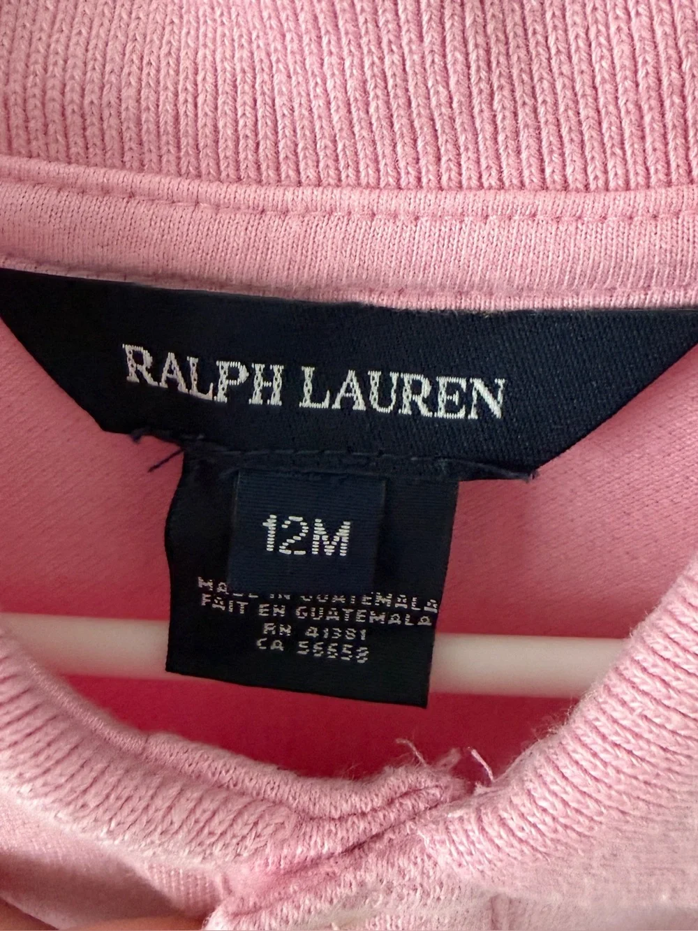 Ralph Lauren Girls Pink Polo Dress Puff Sleeve Pony Logo Cotton Size 12M*T22